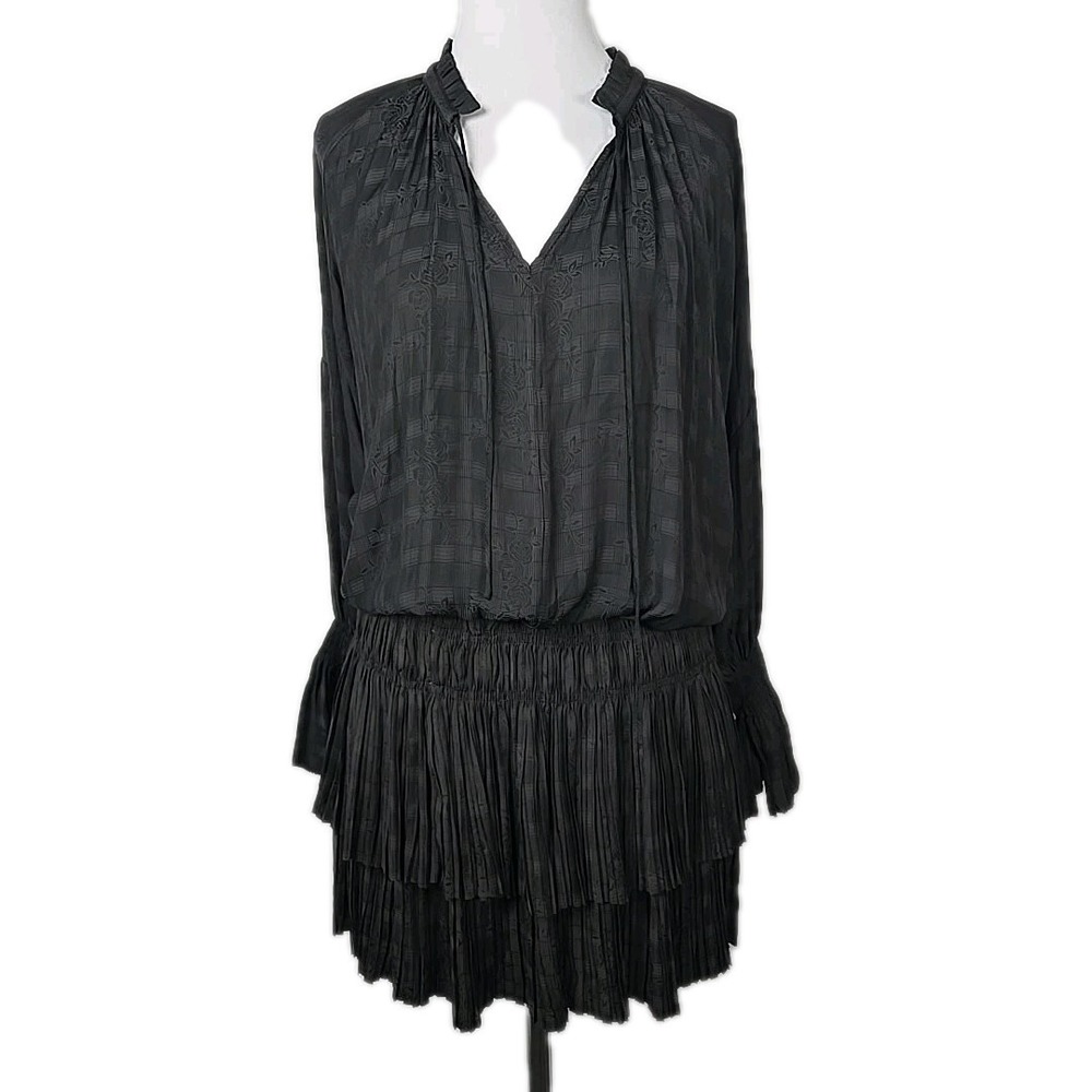 Current Air Los Angeles Black Long Sleeve Pleated Mini Dress Size XS